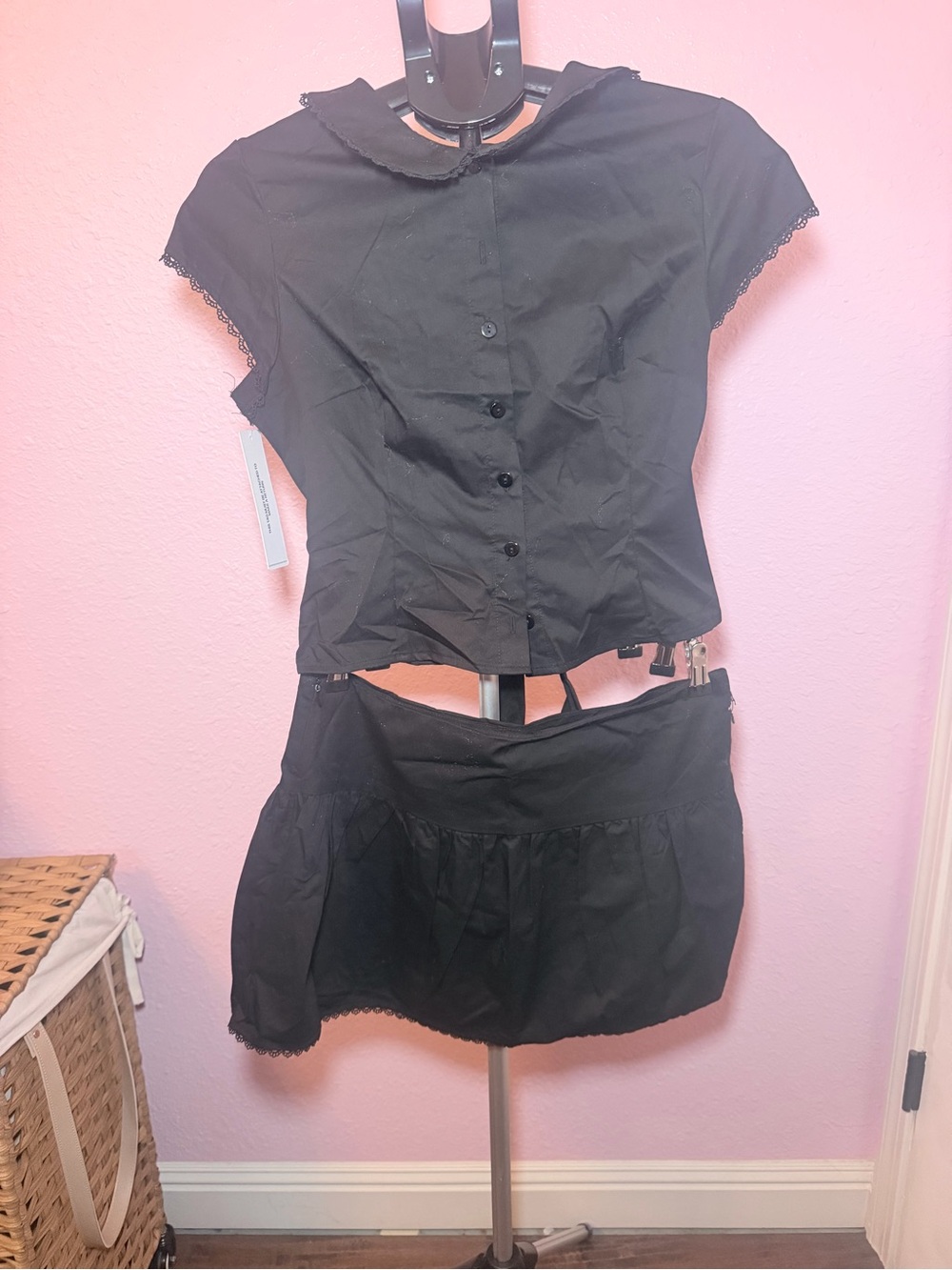 Black Women's top and Mini Skirt - Classic Solid Black